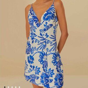 FARM Rio Blue and White Floral Mini Dress